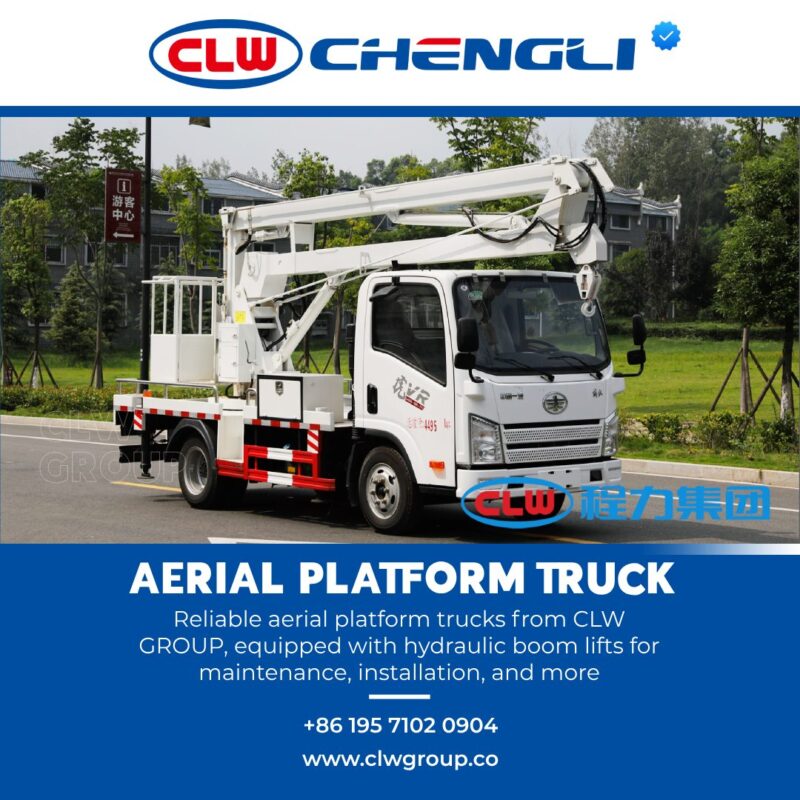 Front-left corner view of CLW GROUP manlift truck