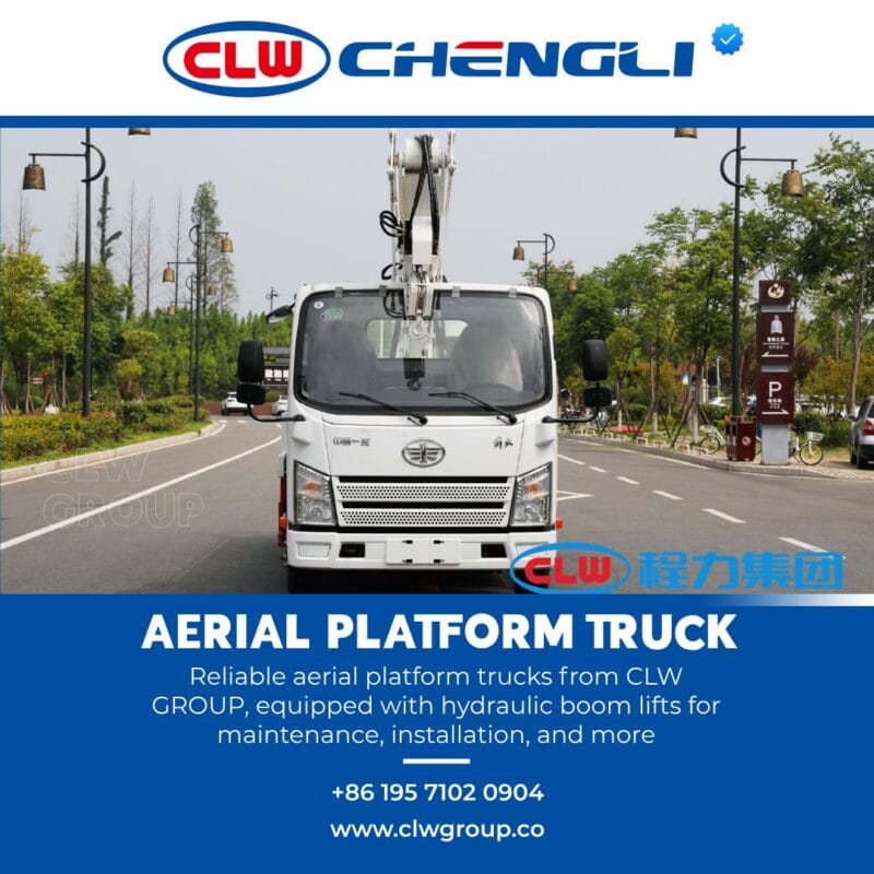 Front view of CLW GROUP hydraulic boom lift truck