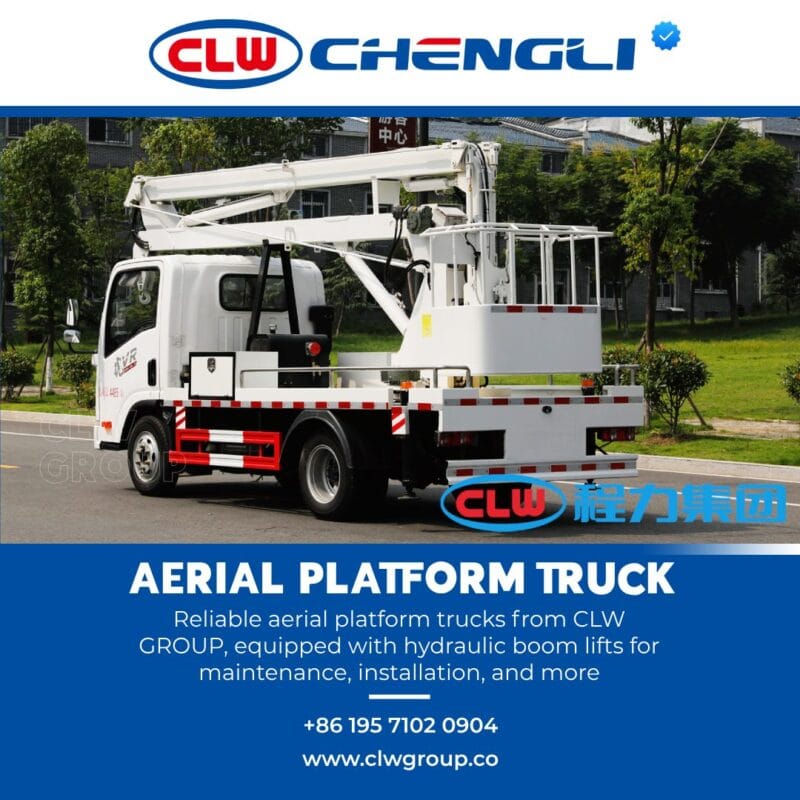 Rear-left view of CLW GROUP boom lift truck