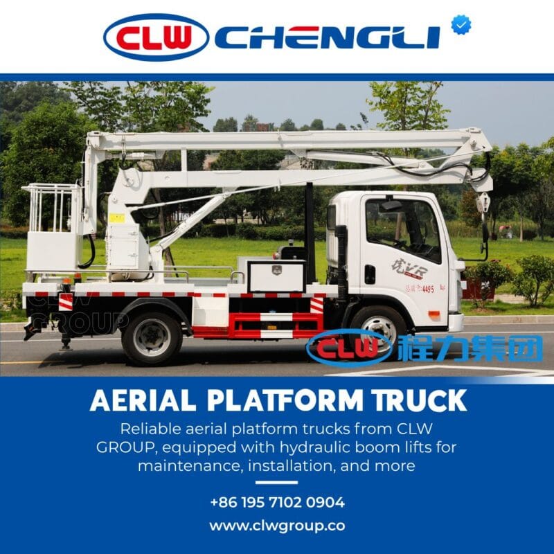 Right profile of CLW GROUP utility bucket truck