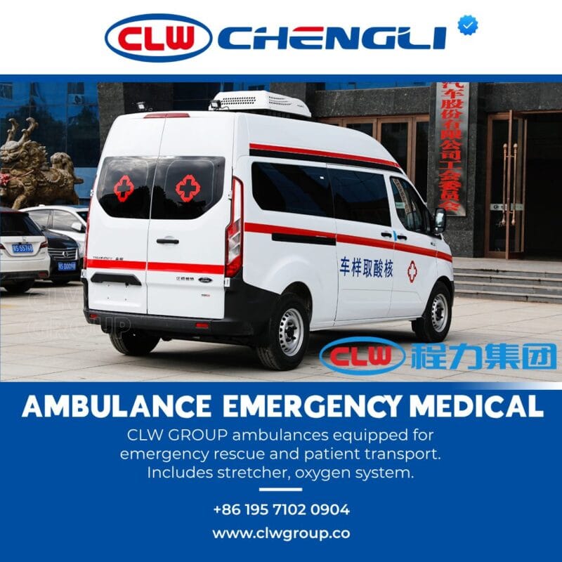 Rear-right angle of medical van with high visibility decals