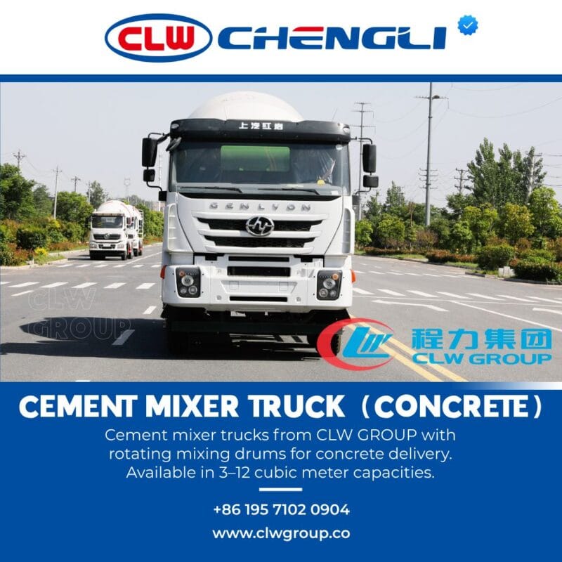Front view of CLW GROUP concrete mixer truck