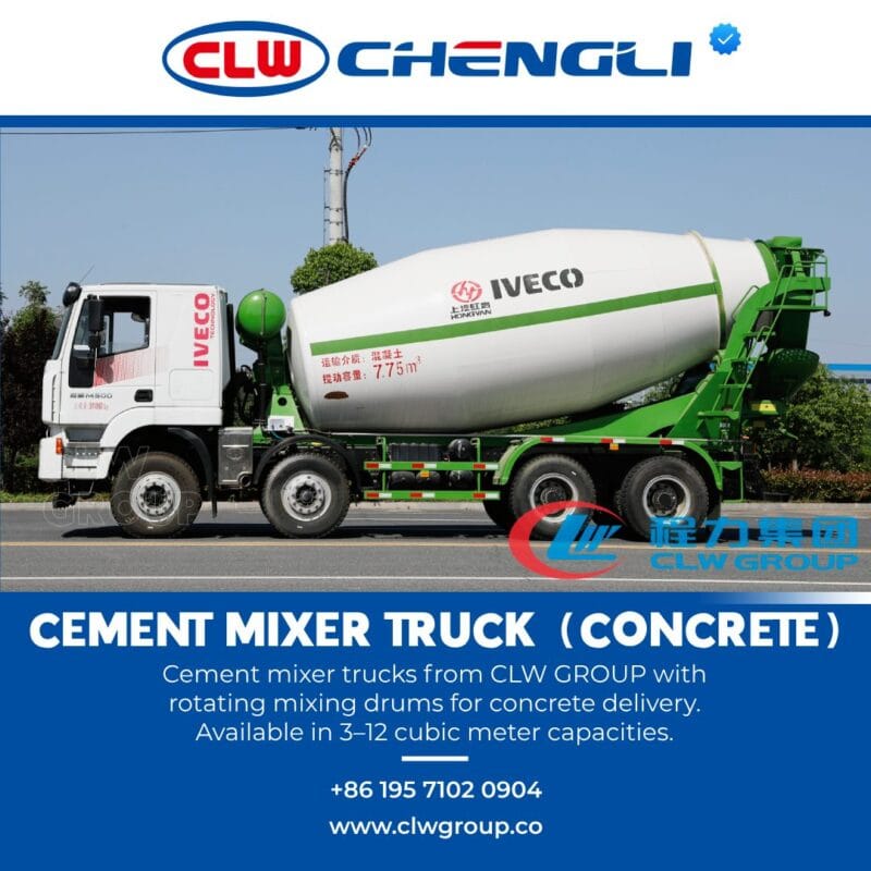 Left side of CLW GROUP drum mixer truck