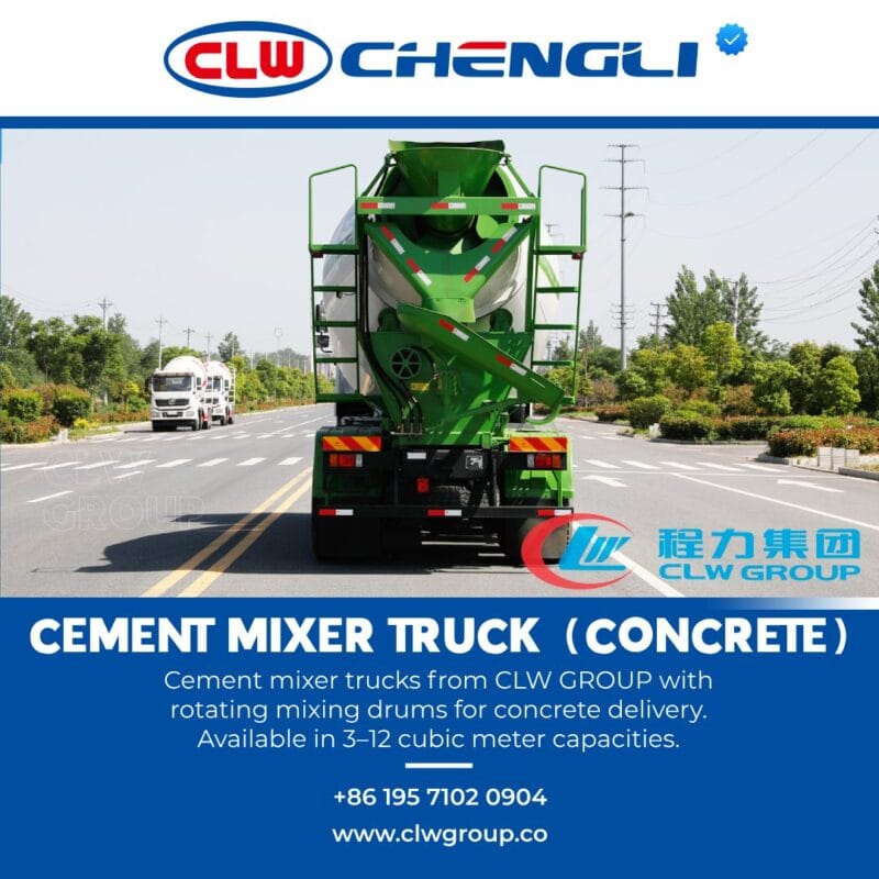 Rear view of CLW GROUP concrete truck mixing drum