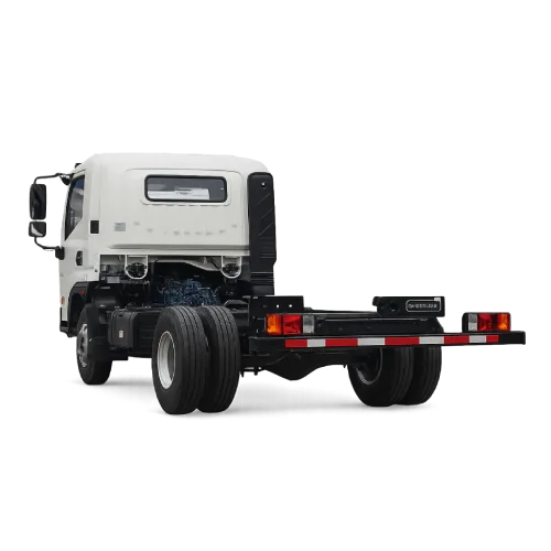 Rear frame of CLW truck chassis showing tires and axles