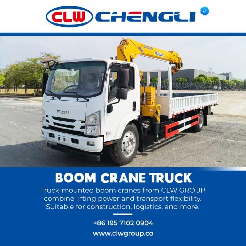 Front-right angle of CLW crane truck