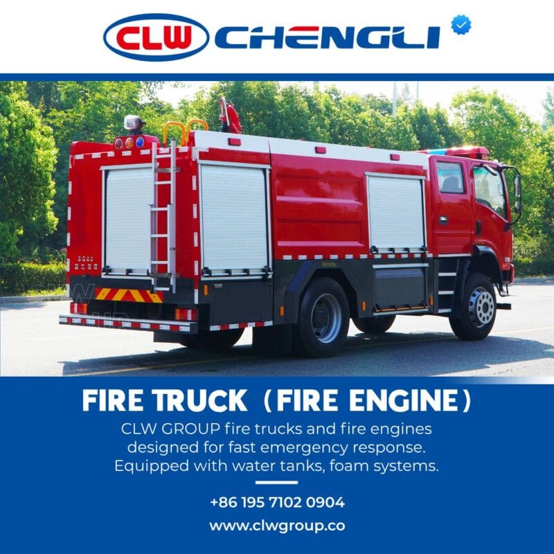 Rear-right perspective of CLW fire engine