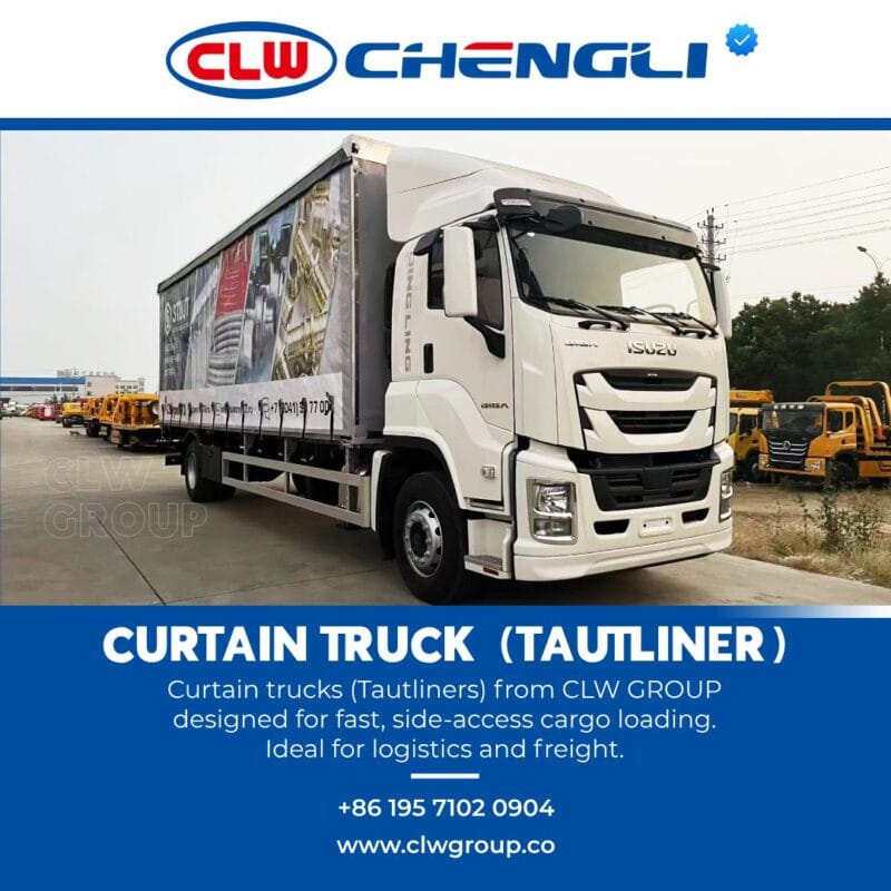 Diagonal front-left angle of curtain truck