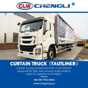 Front-right angle of CLW GROUP side-loading truck