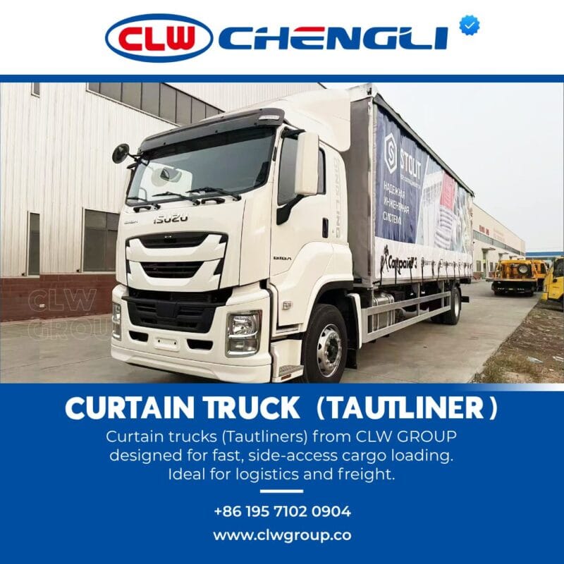 Front-right angle of CLW GROUP side-loading truck
