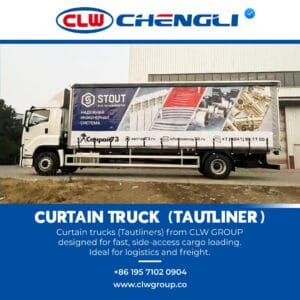 Left-side view of CLW GROUP curtainsider body