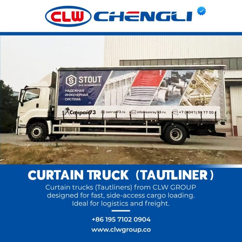 Left-side view of CLW GROUP curtainsider body