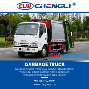 Front-right view of refuse truck