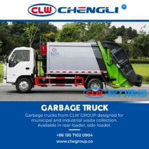 Left side of CLW GROUP waste truck with compaction unit