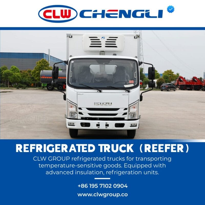Front of CLW reefer truck with aerodynamic cab