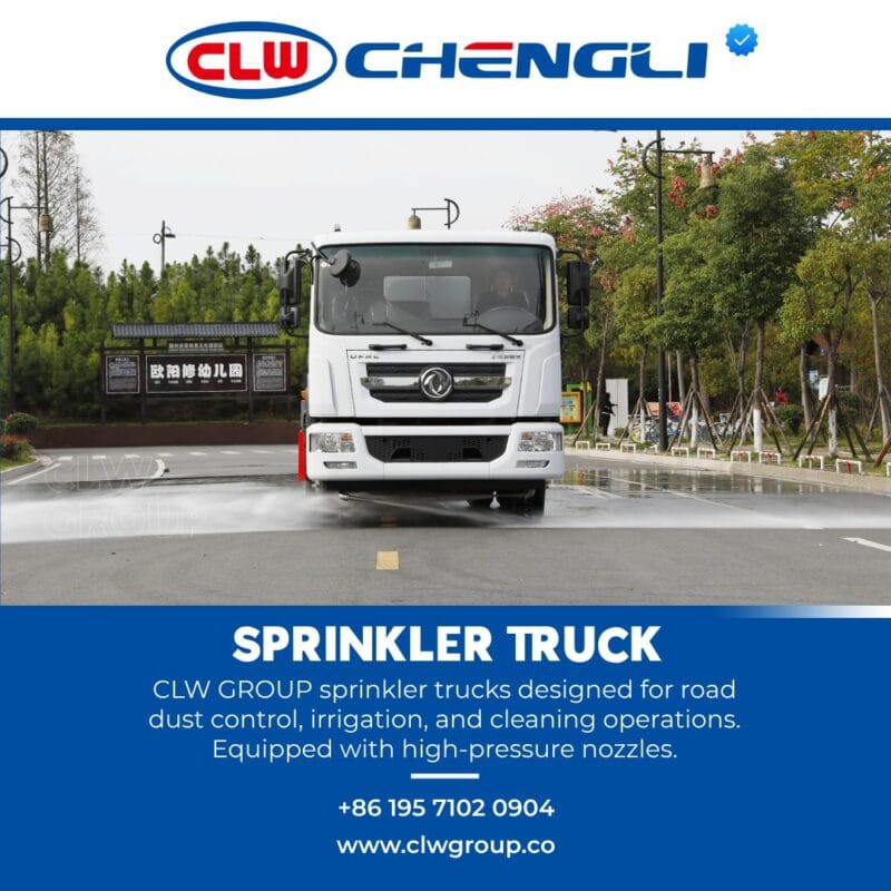 Front of sprinkler truck with cab and dual flush heads