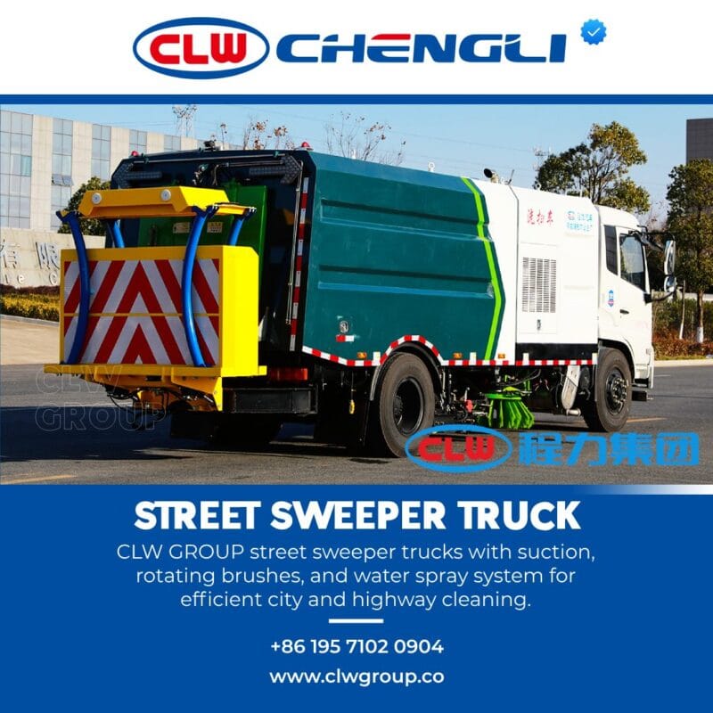 Rear-right view of CLW vacuum road sweeper