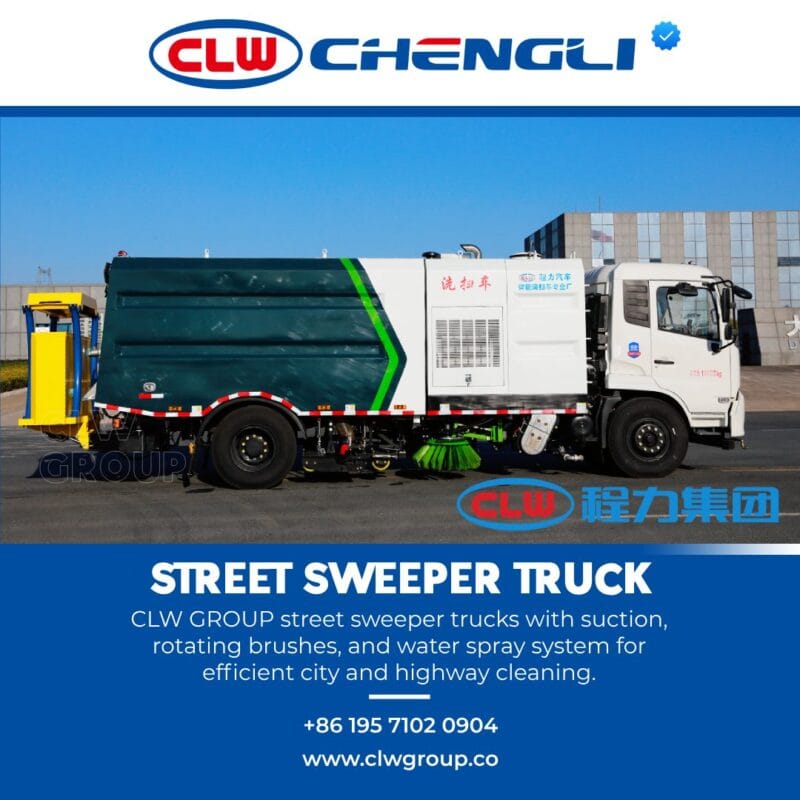 Right profile of sweeper with dual brushes and spray system