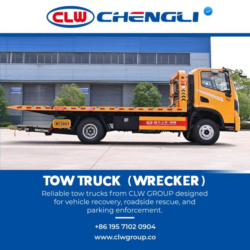 Right side of CLW GROUP emergency tow truck
