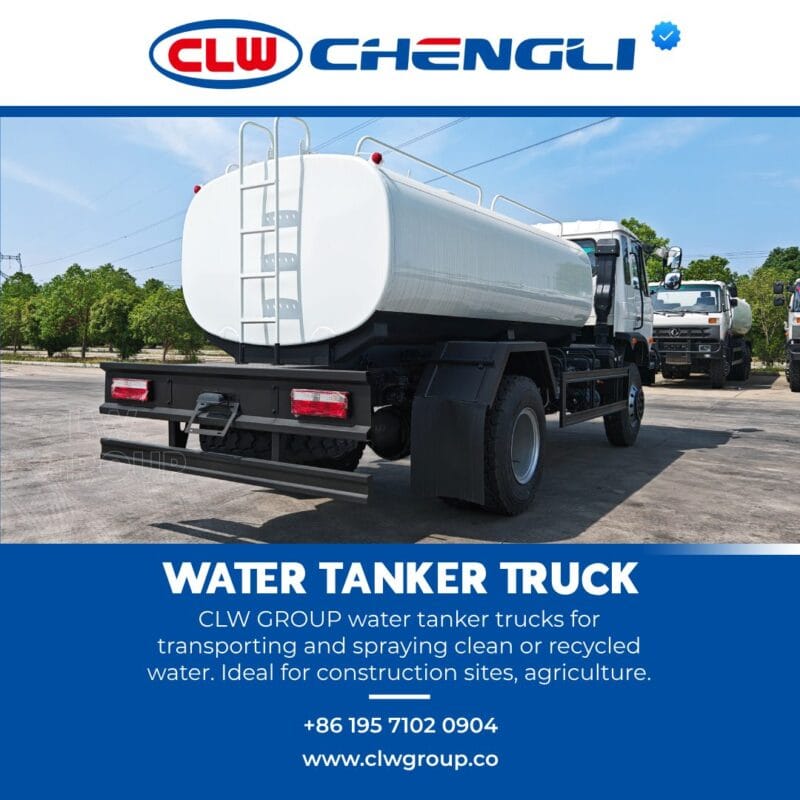 Rear-right angle of spray truck with reflector decals
